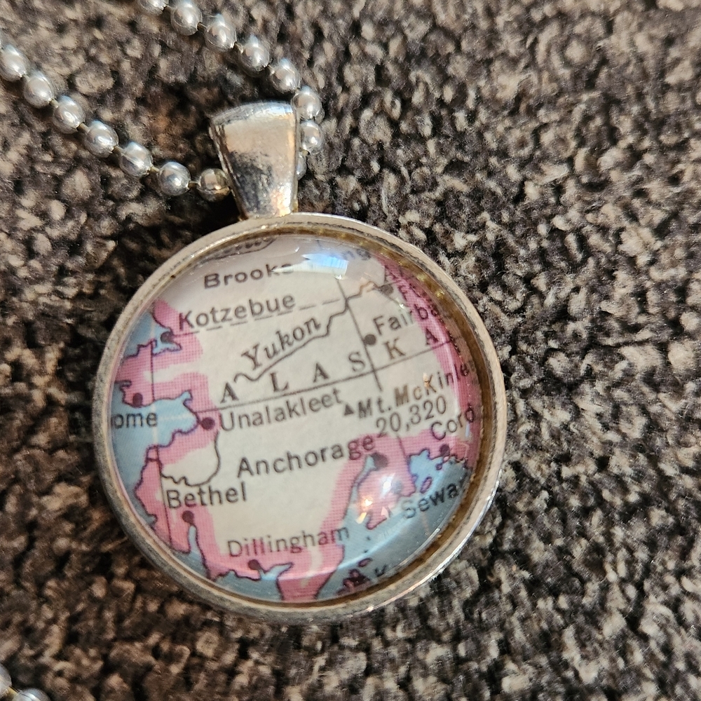 Alaska Anchorage Map necklace
